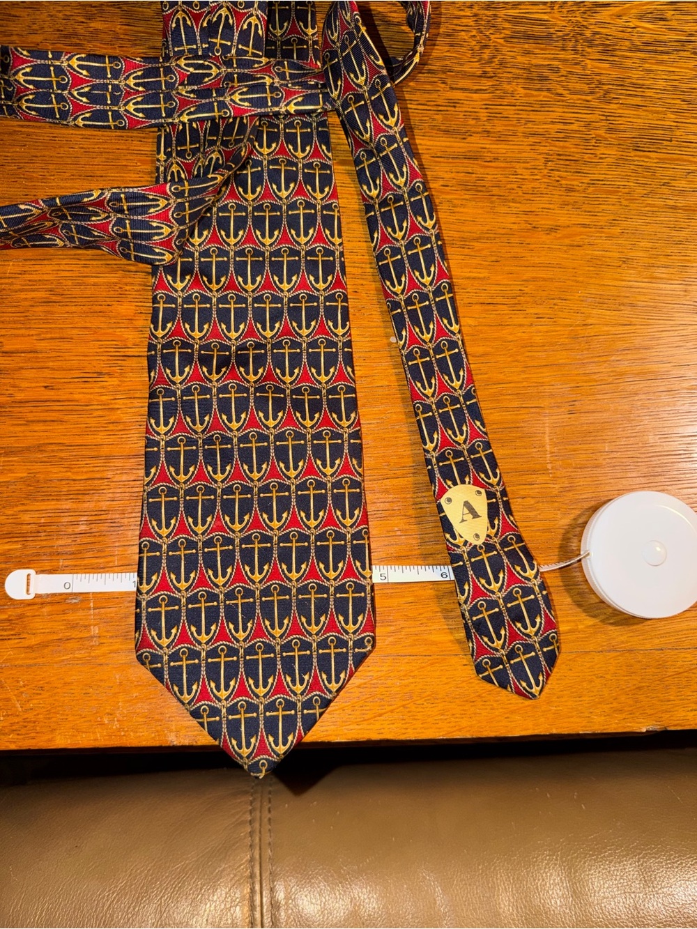 Aquascutum of London Navy Anchor Pattern Silk Tie - Classic Nautical Design